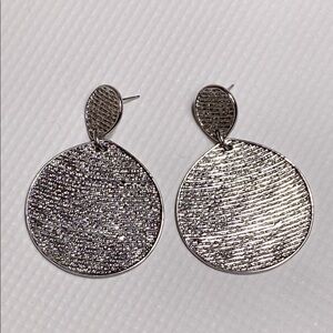Chico's Silver Textured Geometric Earrings